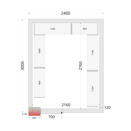 Panneaux de chambre froide 120 mm CR 240x300x220