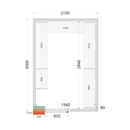Panneaux de chambre froide 80 mm CR 210x300x220 WD