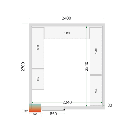 Panneaux de chambre froide 80 mm CR 240x270x220 WD