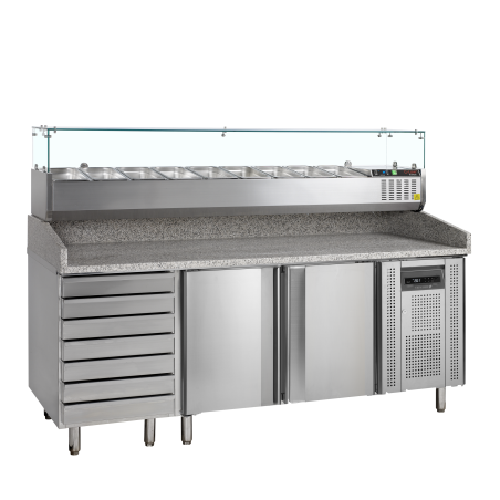 Table à pizza avec module pour garniture PT1310 + GVC38-200