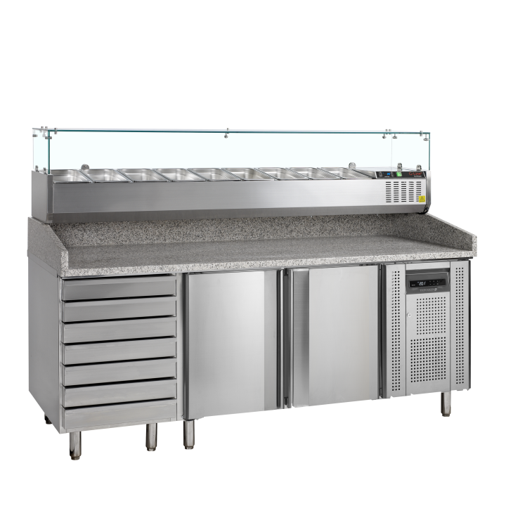 Table à pizza avec module pour garniture PT1310 + GVC38-200