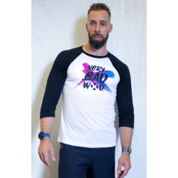 Baseball T-shirt unisexe noir et blanc BRUSH Original | VERY BAD WOD — Noir · Taille XS