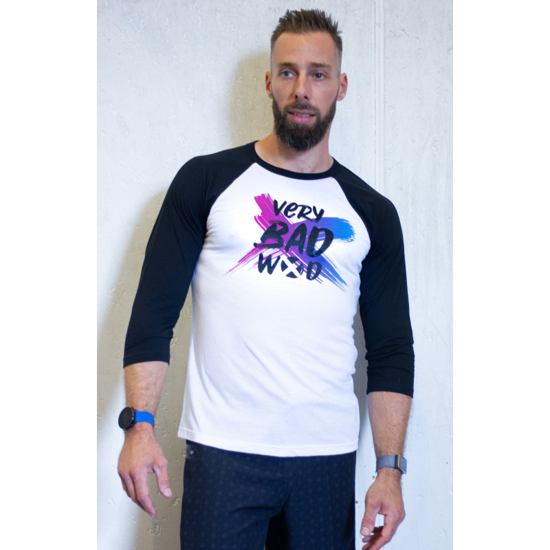 Baseball T-shirt unisexe noir et blanc BRUSH Original | VERY BAD WOD — Noir · Taille XS