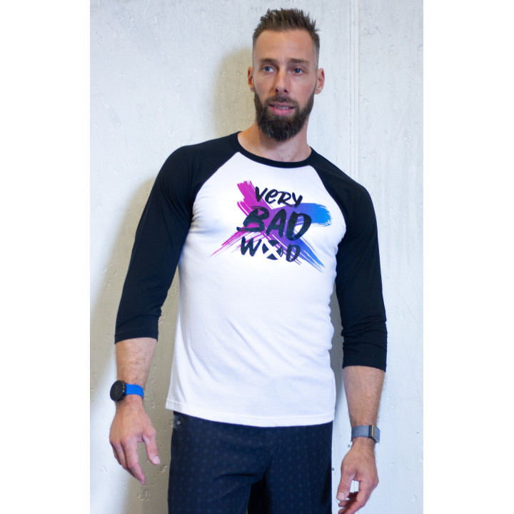 Baseball T-shirt unisexe noir et blanc BRUSH Original | VERY BAD WOD — Noir · Taille XS