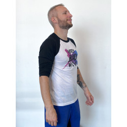Baseball T-shirt unisexe noir et blanc BRUSH Original | VERY BAD WOD — Noir · Taille XS