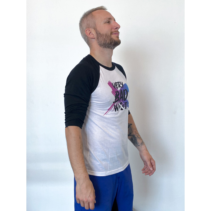 Baseball T-shirt unisexe noir et blanc BRUSH Original | VERY BAD WOD — Noir · Taille L