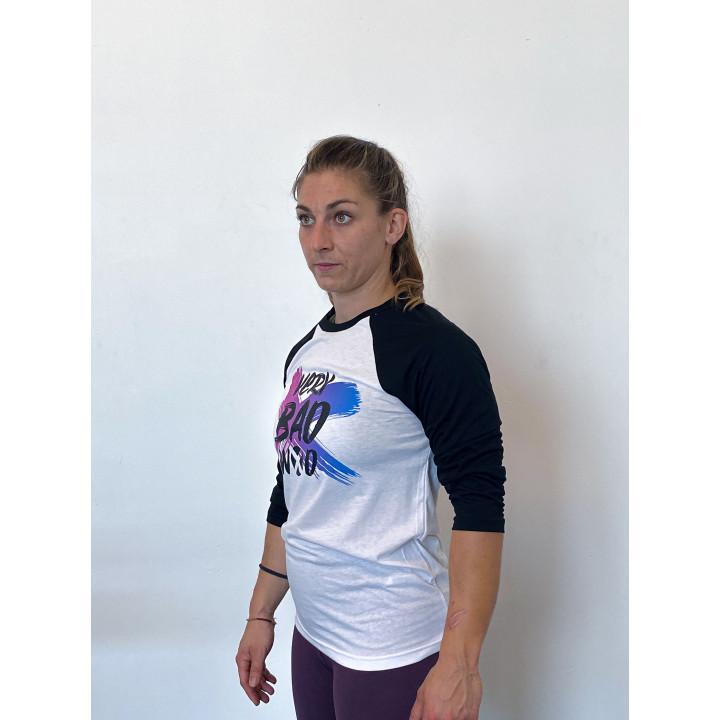 Baseball T-shirt unisexe noir et blanc BRUSH Original | VERY BAD WOD — Noir · Taille L