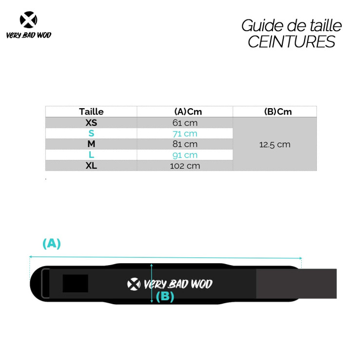 Ceinture de force noire personnalisable | VERY BAD WOD — Noir · Taille XS