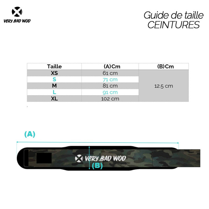 Ceinture de force camo personnalisable | VERY BAD WOD — Vert militaire · Taille M