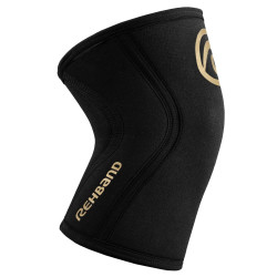 Paire Genouillères CHAMPIONS EDITION Noire - Gold 5 mm | REHBAND — Or · Taille XS