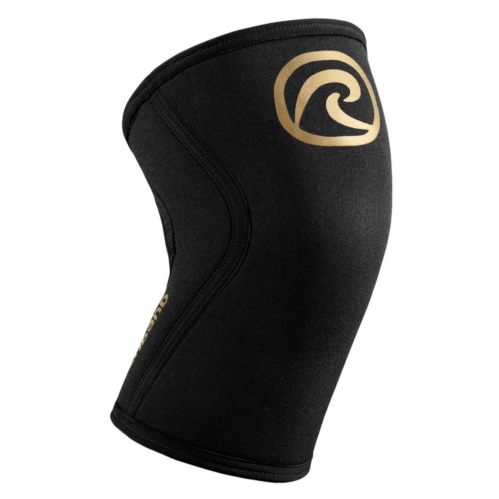 Paire Genouillères CHAMPIONS EDITION Noire - Gold 5 mm | REHBAND — Or · Taille S