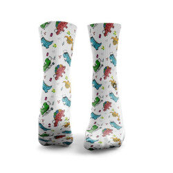 Chaussettes blanches DINOS HELP TOO | HEXXEE SOCKS — Blanc · Taille S (36-40)