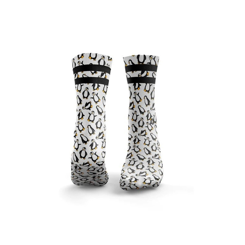 Chaussettes blanches PENGUINS 2 STRIPES| HEXXEE SOCKS — Blanc · Taille L (43-46)