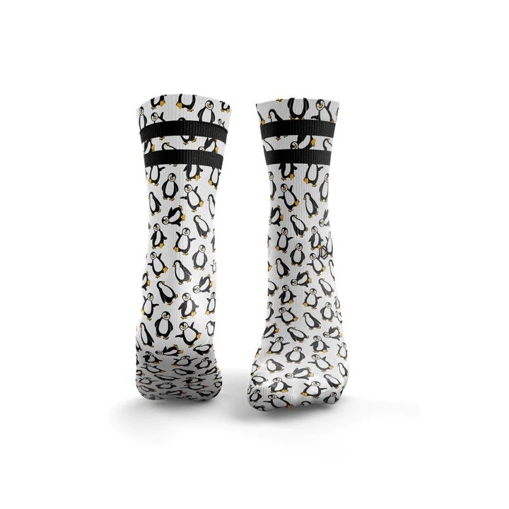 Chaussettes blanches PENGUINS 2 STRIPES| HEXXEE SOCKS — Blanc · Taille L (43-46)