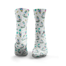 Chaussettes blanches SURFING UNICORNS | HEXXEE SOCKS — Blanc · Taille M (40-43)