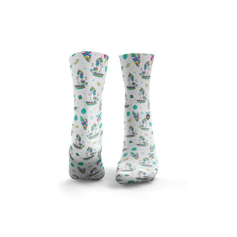 Chaussettes blanches SURFING UNICORNS | HEXXEE SOCKS — Blanc · Taille M (40-43)