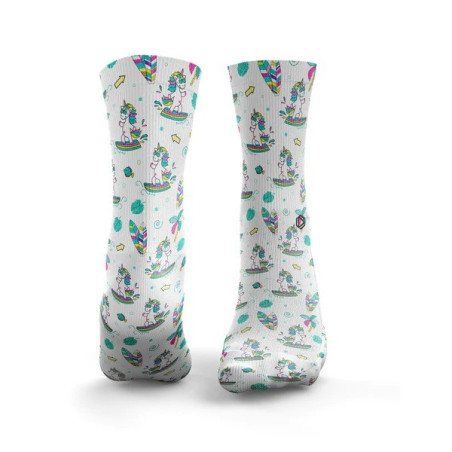 Chaussettes blanches SURFING UNICORNS | HEXXEE SOCKS — Blanc · Taille M (40-43)