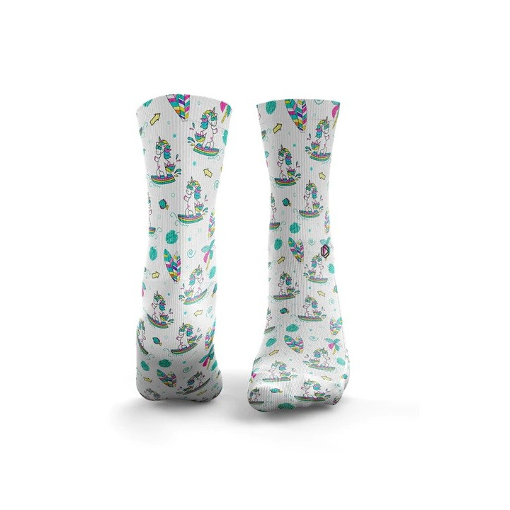 Chaussettes blanches SURFING UNICORNS | HEXXEE SOCKS — Blanc · Taille M (40-43)