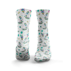 Chaussettes blanches SURFING UNICORNS | HEXXEE SOCKS — Blanc · Taille L (43-46)
