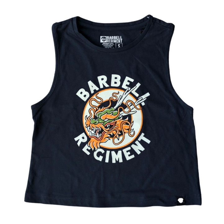Crop tank FORGED IN THE FLAMES noir | BARBELL REGIMENT — Noir · Taille S