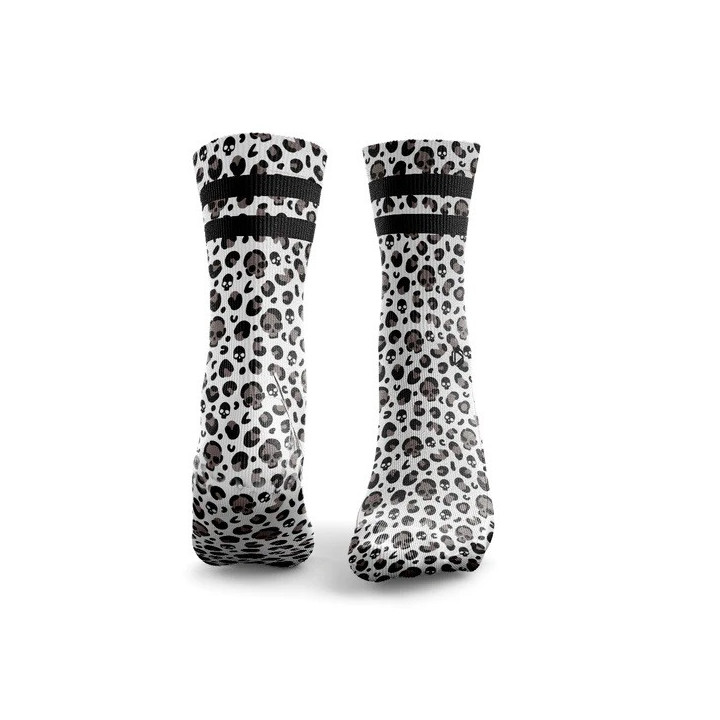 Chaussettes blanches LEOPARD SKULLS noir et blanc | HEXXEE SOCKS — Blanc · Taille M (40-43)