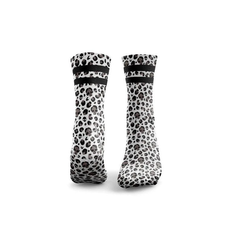 Chaussettes blanches LEOPARD SKULLS noir et blanc | HEXXEE SOCKS — Blanc · Taille L (43-46)