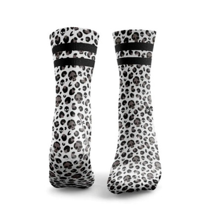 Chaussettes blanches LEOPARD SKULLS noir et blanc | HEXXEE SOCKS — Blanc · Taille L (43-46)