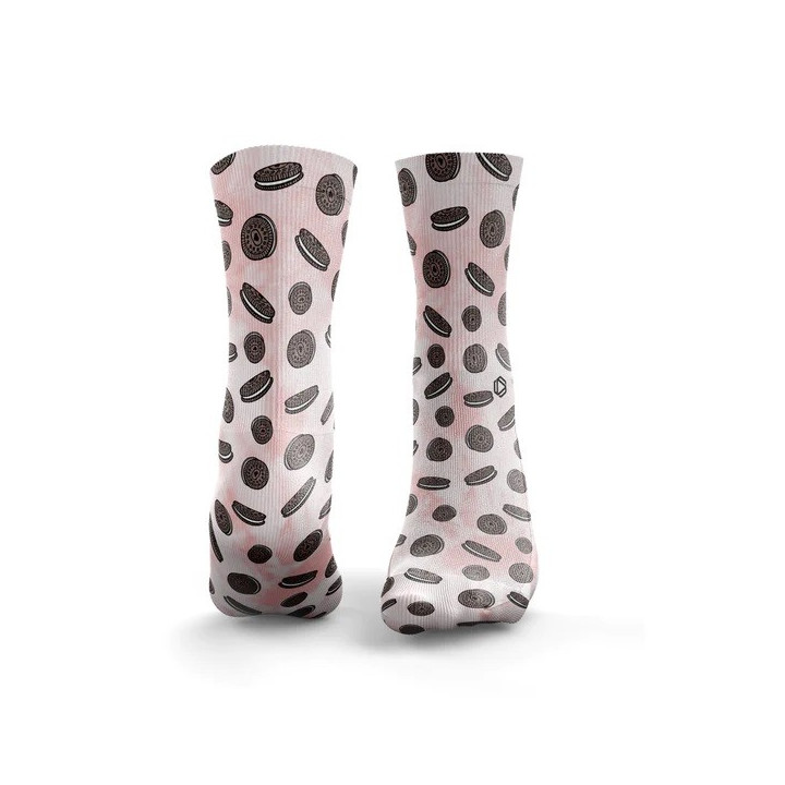 Chaussettes noires et roses BISCUIT | HEXXEE SOCKS — Rose · Taille M (40-43)