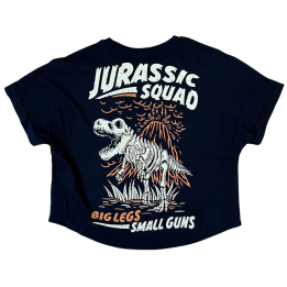 Crop oversize Tee Jurassic Squad 2 noir | BARBELL REGIMENT — Noir · Taille L