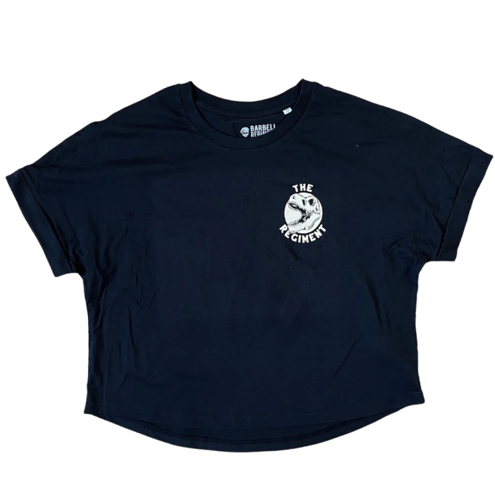 Crop oversize Tee Jurassic Squad 2 noir | BARBELL REGIMENT — Noir · Taille L