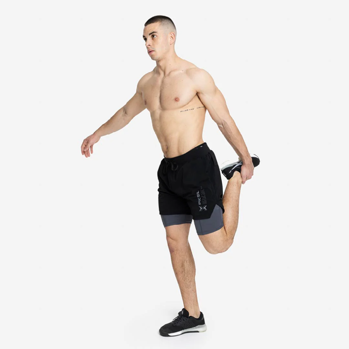 Short doublé legging COMPRESSION 2 en 1 noir | PICSIL — Noir · Taille XL