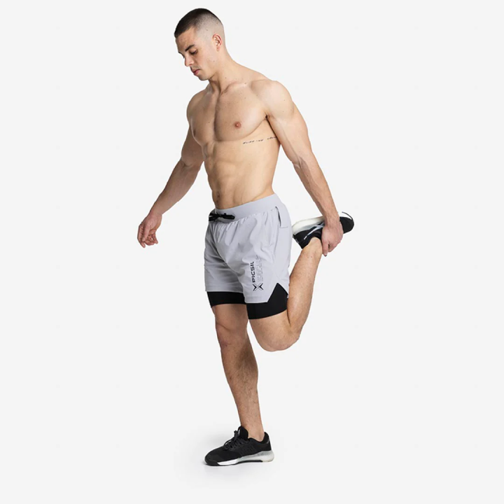 Short doublé legging COMPRESSION 2 en 1 gris clair| PICSIL — Gris · Taille L