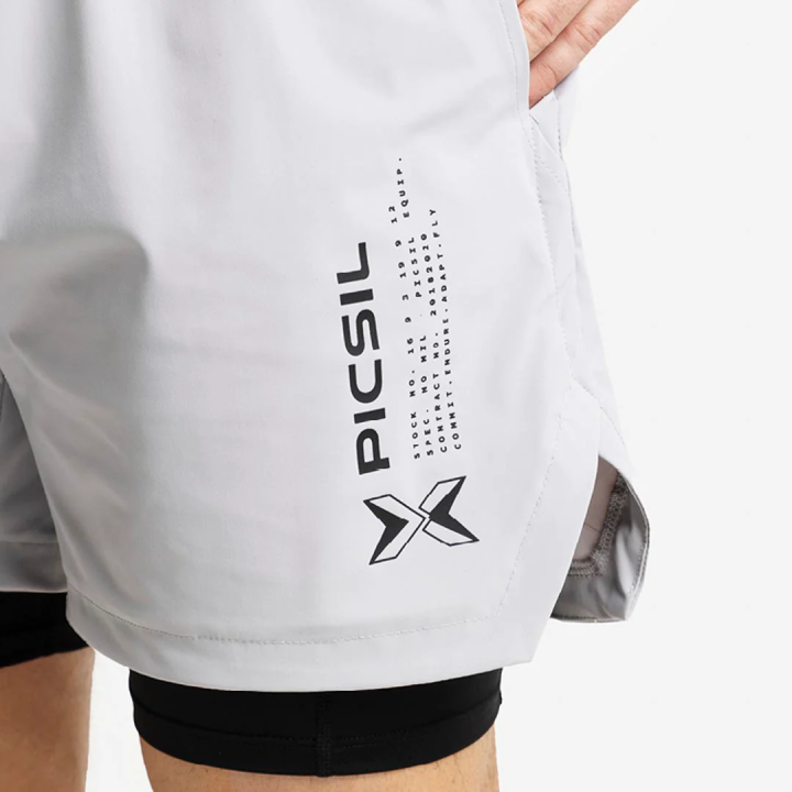 Short doublé legging COMPRESSION 2 en 1 gris clair| PICSIL — Gris · Taille L
