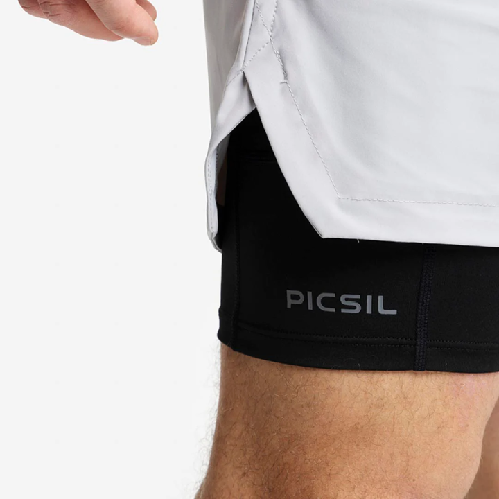 Short doublé legging COMPRESSION 2 en 1 gris clair| PICSIL — Gris · Taille L
