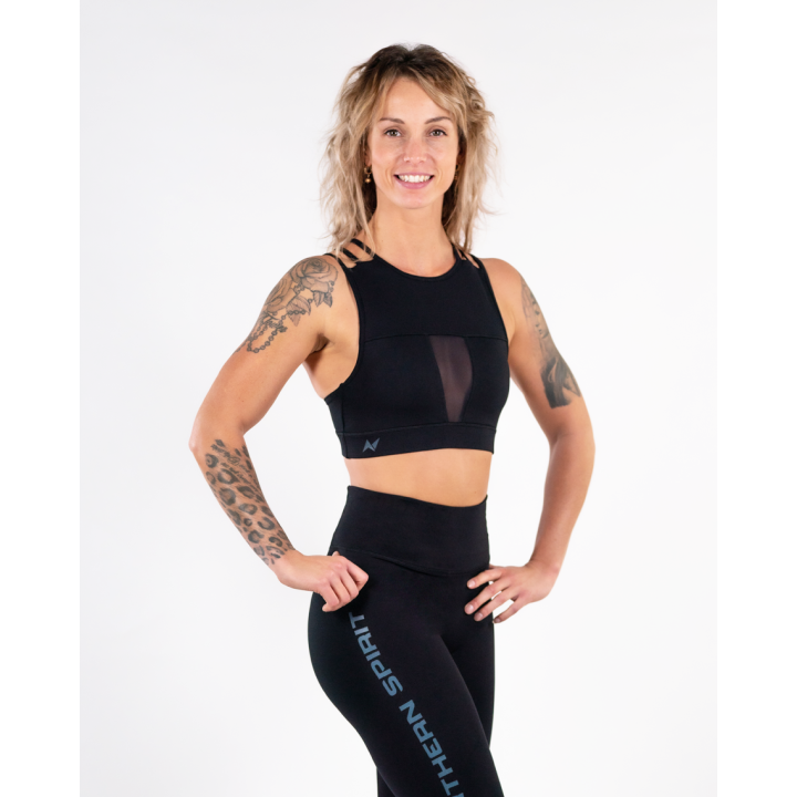 Brassière NOIRE ajourée high chest NS THETA| NORTHERN SPIRIT — Noir · Taille L
