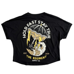 Crop oversize Tee HOLD FAST STAY TRUE noir | BARBELL REGIMENT — Noir · Taille L