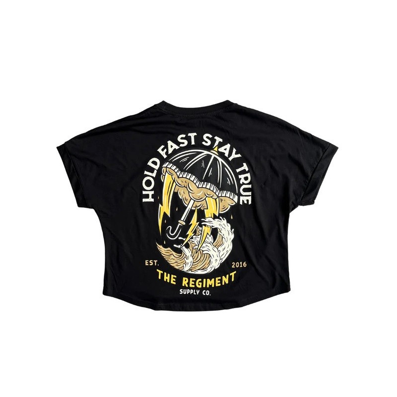 Crop oversize Tee HOLD FAST STAY TRUE noir | BARBELL REGIMENT — Noir · Taille L