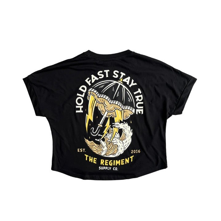 Crop oversize Tee HOLD FAST STAY TRUE noir | BARBELL REGIMENT — Noir · Taille XL