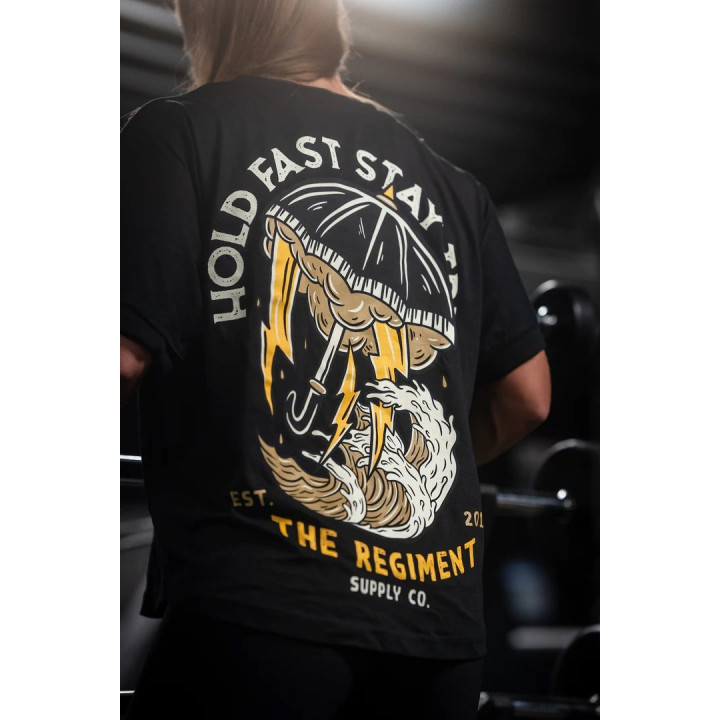 Crop oversize Tee HOLD FAST STAY TRUE noir | BARBELL REGIMENT — Noir · Taille XL