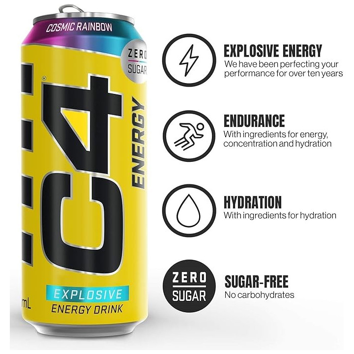 C4 Performance Energy - Cosmic Rainbow 12x500ml — COSMIC RAINBOW · Taille Pack de 12 Canettes