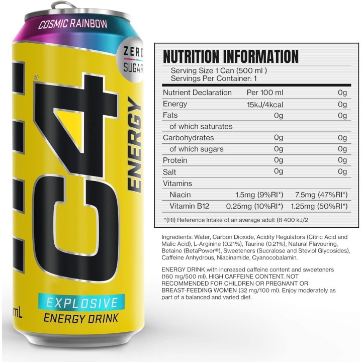 C4 Performance Energy - Cosmic Rainbow 12x500ml — COSMIC RAINBOW · Taille Pack de 12 Canettes