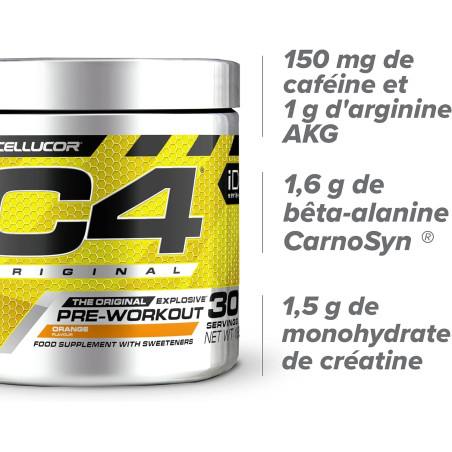 C4 Original Orange - Pré workout Cellucor 30 doses — ORANGE · Taille 198 Gr / 30 Doses