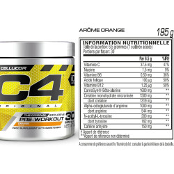 C4 Original Orange - Pré workout Cellucor 30 doses — ORANGE · Taille 198 Gr / 30 Doses