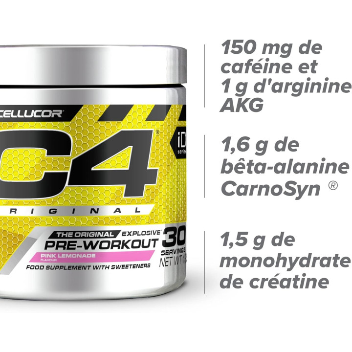 C4 Original Pink Lemonade - Pré workout Cellucor 30 doses — PINK LEMONADE · Taille 198 Gr / 30 Doses
