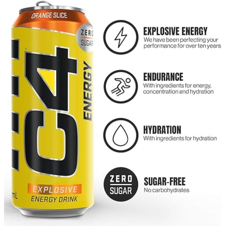 Cellucor C4 Performance Energy - Orange Slice x12 canettes — ORANGE · Taille Pack de 12 Canettes