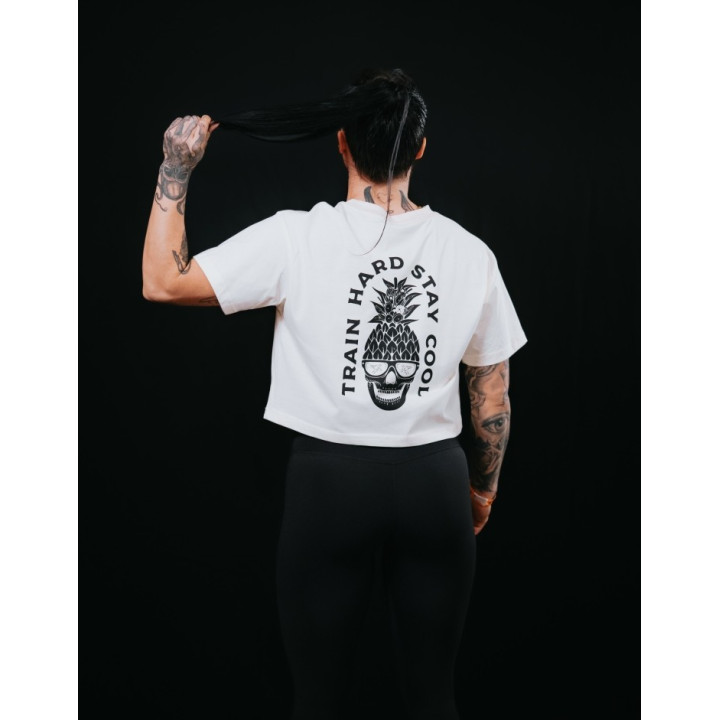 Crop top oversize blanc ivoire TRAIN HARD STAY COOL | VERY BAD WOD — Blanc ivoire · Taille TU