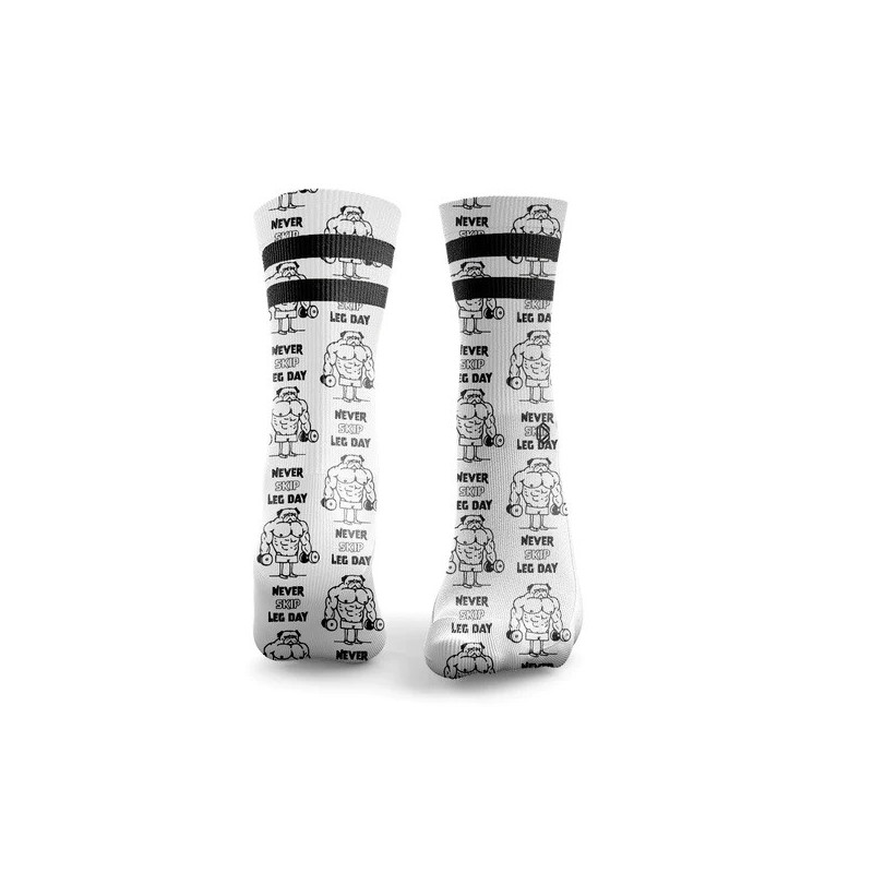 Chaussettes blanche NEVER SKIP LEG DAY | HEXXEE SOCKS — Multicolor · Taille S (36-40)