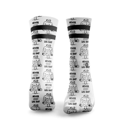 Chaussettes blanche NEVER SKIP LEG DAY | HEXXEE SOCKS — Multicolor · Taille S (36-40)