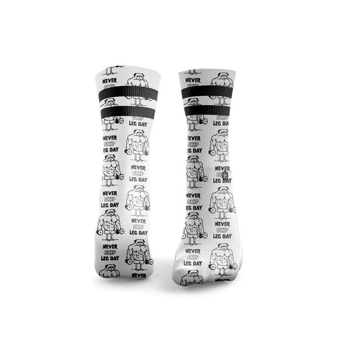 Chaussettes blanche NEVER SKIP LEG DAY | HEXXEE SOCKS — Multicolor · Taille S (36-40)