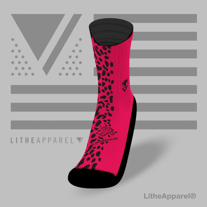 Chaussettes HALF ANIMAL PRINT rouge | LITHE APPAREL — Rouge · Taille L (43-46)
